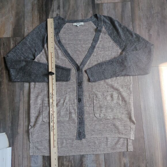 Madewell 100% Linen Knit Cardigan Sweater Color block size small - Picture 3 of 6